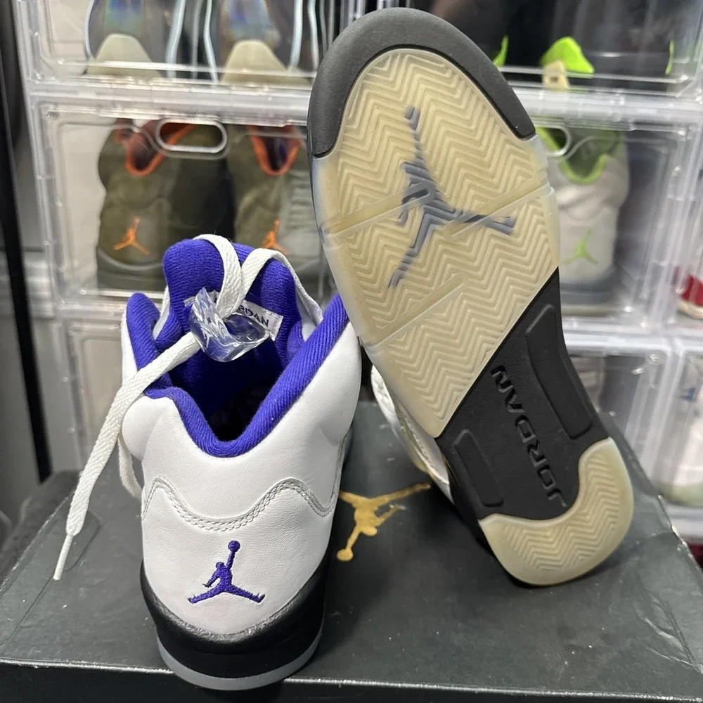 Jordan Air Jordan 5 Retro Concord White Purple Black Leather Sneakers size 7Y - Picture 8 of 13